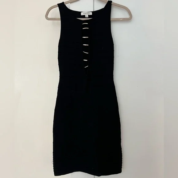 wow couture bodycon dress Wow Couture Black Embroidered With Rose Gold Bodycon Mini Dress S